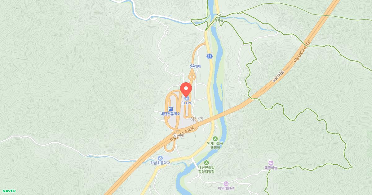 내린천휴게소 위치 지도